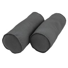 20-inch by 8-inch Double-corded Solid Twill Bolster Pillows with Inserts (Set of 2), Steel Grey