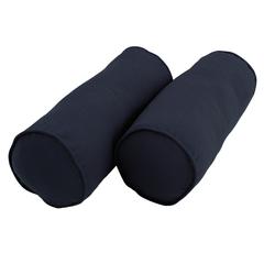 20-inch by 8-inch Double-corded Solid Twill Bolster Pillows with Inserts (Set of 2), Navy