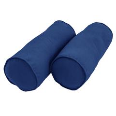 20-inch by 8-inch Double-corded Solid Twill Bolster Pillows with Inserts (Set of 2), Royal Blue