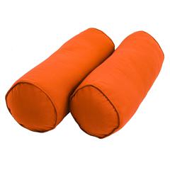 20-inch by 8-inch Double-corded Solid Twill Bolster Pillows with Inserts (Set of 2), Tangerine Dream