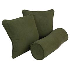 Double-corded Solid Microsuede Throw Pillows with Inserts (Set of 3) Hunter Green