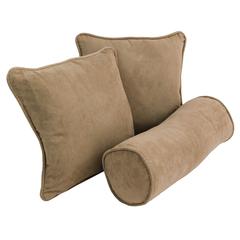 Double-corded Solid Microsuede Throw Pillows with Inserts (Set of 3) Java