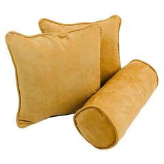 Double-corded Solid Microsuede Throw Pillows with Inserts (Set of 3) Lemon