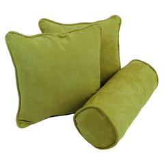 Double-corded Solid Microsuede Throw Pillows with Inserts (Set of 3) Mojito Lime