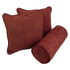 Double-corded Solid Microsuede Throw Pillows with Inserts (Set of 3) Red Wine