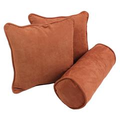 Double-corded Solid Microsuede Throw Pillows with Inserts (Set of 3) Spice