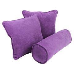 Double-corded Solid Microsuede Throw Pillows with Inserts (Set of 3) Ultra Violet