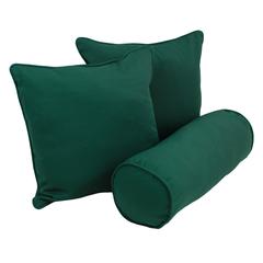 Double-corded Solid Twill Throw Pillows with Inserts (Set of 3) Forest Green