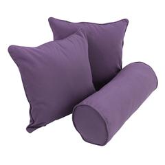 Double-corded Solid Twill Throw Pillows with Inserts (Set of 3) Grape