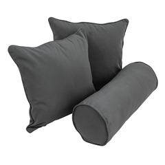 Double-corded Solid Twill Throw Pillows with Inserts (Set of 3) Steel Grey