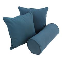 Double-corded Solid Twill Throw Pillows with Inserts (Set of 3) Indigo