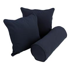 Double-corded Solid Twill Throw Pillows with Inserts (Set of 3) Navy
