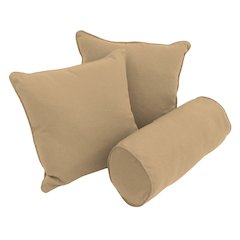 Double-corded Solid Twill Throw Pillows with Inserts (Set of 3)
