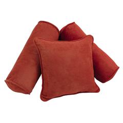 Double-corded Solid Microsuede Throw Pillows with Inserts (Set of 3), Cardinal Red