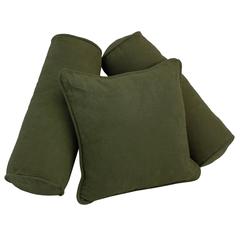 Double-corded Solid Microsuede Throw Pillows with Inserts (Set of 3), Hunter Green