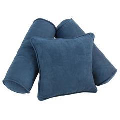 Double-corded Solid Microsuede Throw Pillows with Inserts (Set of 3), Indigo