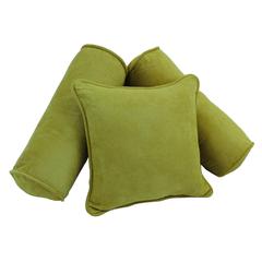 Double-corded Solid Microsuede Throw Pillows with Inserts (Set of 3), Mojito Lime
