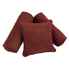 Double-corded Solid Microsuede Throw Pillows with Inserts (Set of 3), Red Wine
