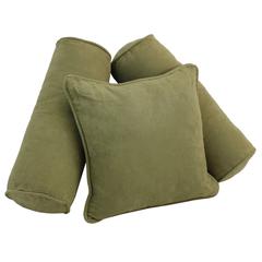 Double-corded Solid Microsuede Throw Pillows with Inserts (Set of 3), Sage Green