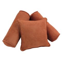 Double-corded Solid Microsuede Throw Pillows with Inserts (Set of 3), Spice