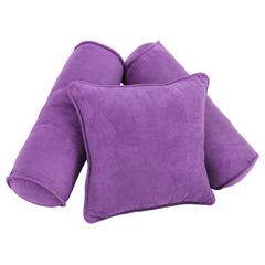 Double-corded Solid Microsuede Throw Pillows with Inserts (Set of 3) 9816-CD-S3-MS-UV