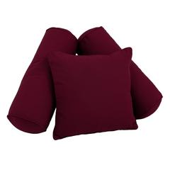 Double-corded Solid Twill Throw Pillows with Inserts (Set of 3), Burgundy