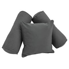 Double-corded Solid Twill Throw Pillows with Inserts (Set of 3) 9816-CD-S3-TW-GY