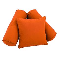 Double-corded Solid Twill Throw Pillows with Inserts (Set of 3), Tangerine Dream