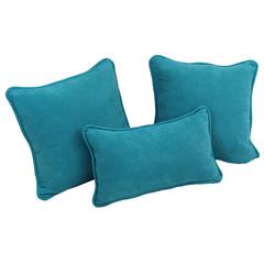Double-corded Solid Microsuede Throw Pillows with Inserts (Set of 3) 9817-CD-S3-MS-AB