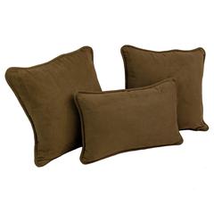 Double-corded Solid Microsuede Throw Pillows with Inserts (Set of 3) 9817-CD-S3-MS-CH