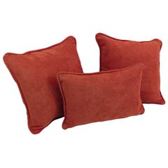 Double-corded Solid Microsuede Throw Pillows with Inserts (Set of 3) 9817-CD-S3-MS-CR