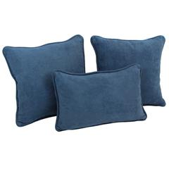 Double-corded Solid Microsuede Throw Pillows with Inserts (Set of 3) 9817-CD-S3-MS-IN