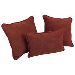 Double-corded Solid Microsuede Throw Pillows with Inserts (Set of 3) 9817-CD-S3-MS-RW