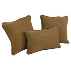 Double-corded Solid Microsuede Throw Pillows with Inserts (Set of 3) 9817-CD-S3-MS-SB
