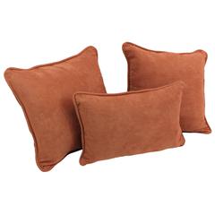 Double-corded Solid Microsuede Throw Pillows with Inserts (Set of 3) 9817-CD-S3-MS-SP