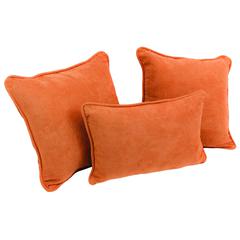Double-corded Solid Microsuede Throw Pillows with Inserts (Set of 3) 9817-CD-S3-MS-TD