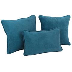 Double-corded Solid Microsuede Throw Pillows with Inserts (Set of 3) 9817-CD-S3-MS-TL