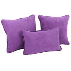 Double-corded Solid Microsuede Throw Pillows with Inserts (Set of 3) 9817-CD-S3-MS-UV