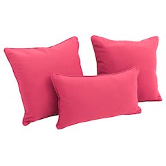 Double-corded Solid Twill Throw Pillows with Inserts (Set of 3)