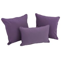 Double-corded Solid Twill Throw Pillows with Inserts (Set of 3), Grape
