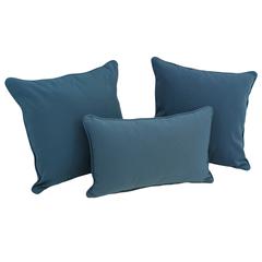 Double-corded Solid Twill Throw Pillows with Inserts (Set of 3), Indigo