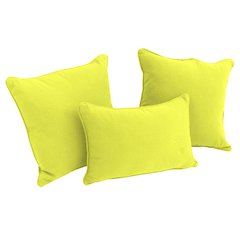 Double-corded Solid Twill Throw Pillows with Inserts (Set of 3)