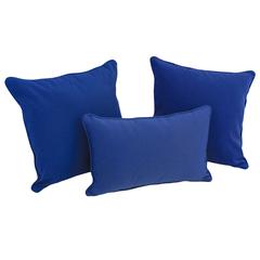 Double-corded Solid Twill Throw Pillows with Inserts (Set of 3), Royal Blue