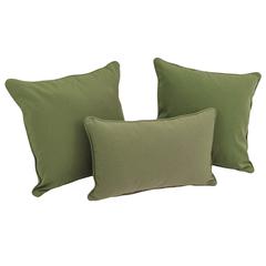 Double-corded Solid Twill Throw Pillows with Inserts (Set of 3), Sage