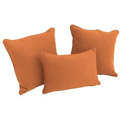 Double-corded Solid Twill Throw Pillows with Inserts (Set of 3)