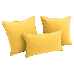 Double-corded Solid Twill Throw Pillows with Inserts (Set of 3)