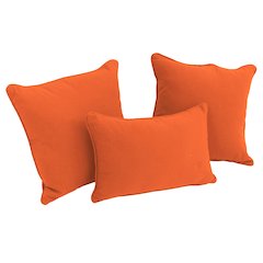 Double-corded Solid Twill Throw Pillows with Inserts (Set of 3)