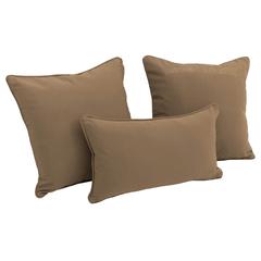Double-corded Solid Twill Throw Pillows with Inserts (Set of 3), Toffee