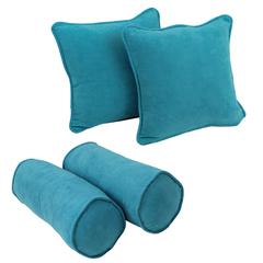 Double-corded Solid Microsuede Throw Pillows with Inserts (Set of 4)  9818-CD-S4-MS-AB