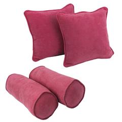 Double-corded Solid Microsuede Throw Pillows with Inserts (Set of 4)  9818-CD-S4-MS-BB